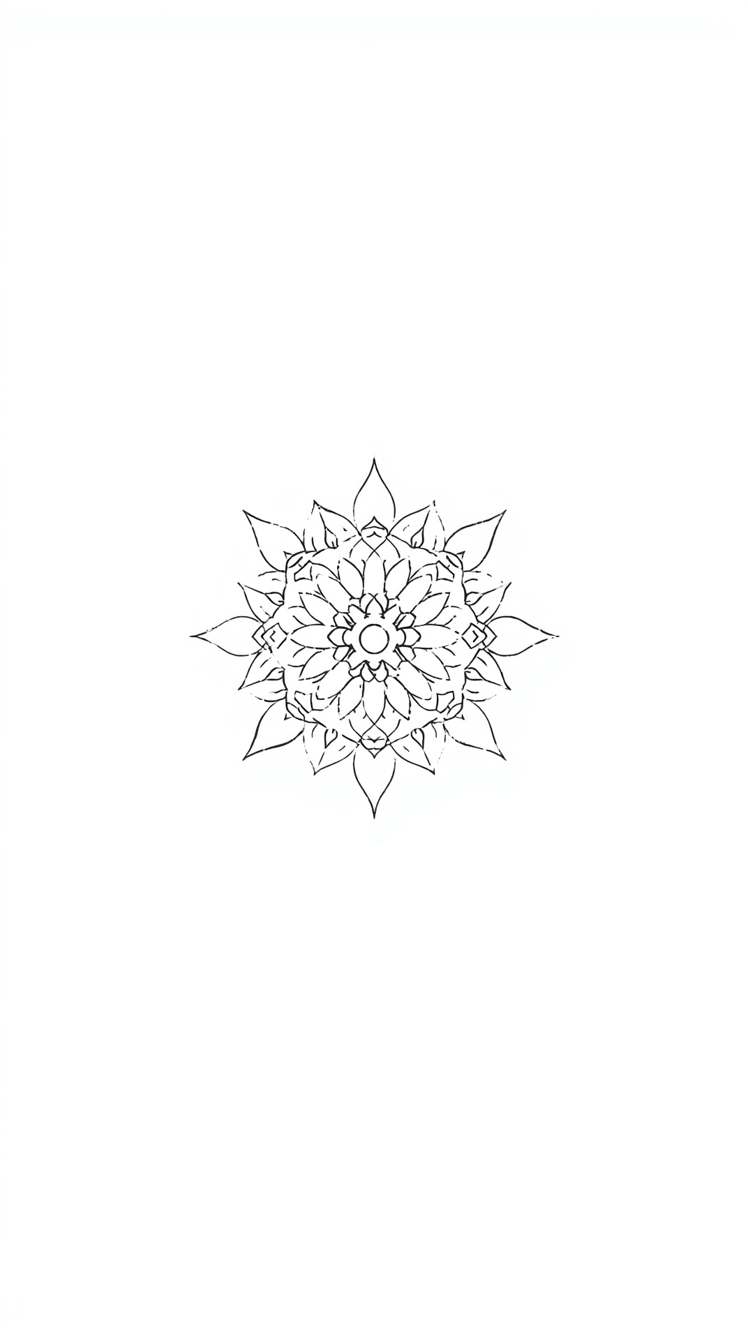 Simple ornamental circular mandala in thin black lines